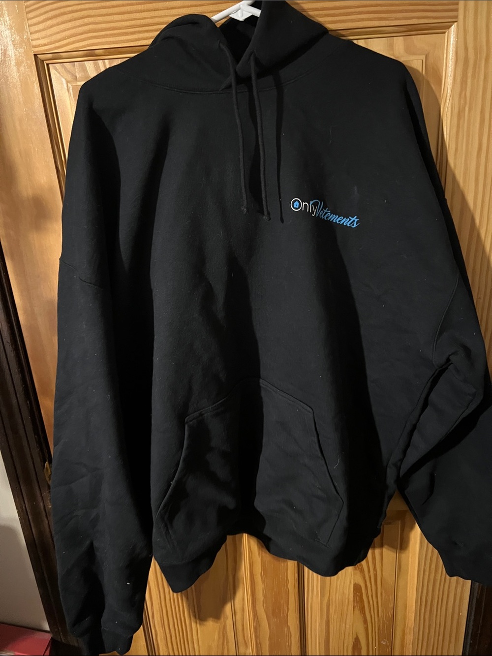 Vetements Black Hoodie with Light Blue Logo